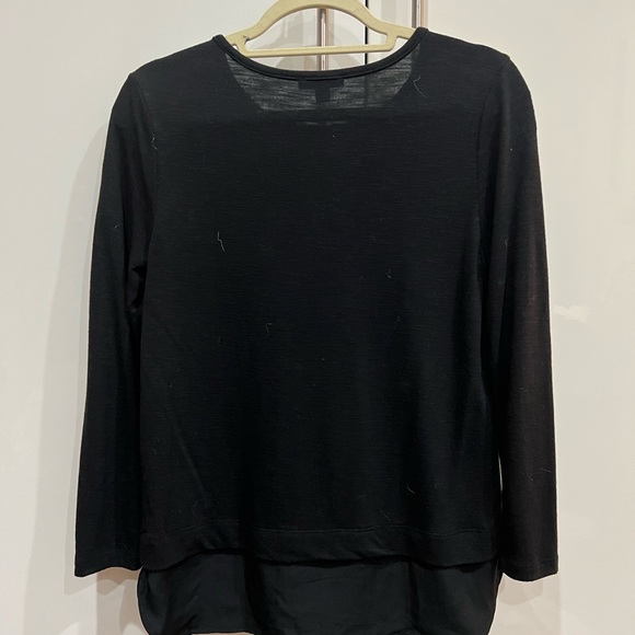 J. Crew Black Cotton Layered Long Sleeve Work Top - Picture 5 of 11